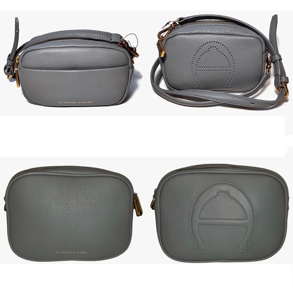 Etienne Aigner Handbags - Etienne Aigner - Adeline Mini Ca Double Zip Crossbody Camera bag “slate” gray 🆕